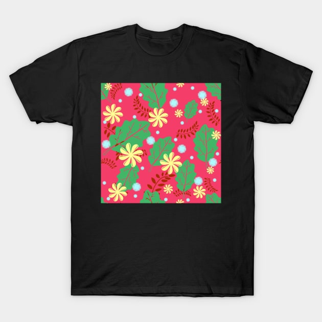 Pink floral T-Shirt by Random Prints